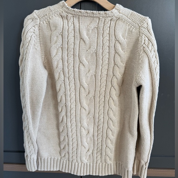 L.L. Bean Women's Vintage Cream Cotton Cable Knit Sweater size large - Picture 4 of 4